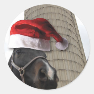 Sticker Rond Cheval de la ferme de Noël