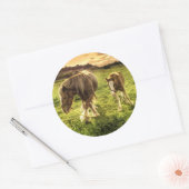 Sticker Rond Cheval de la mère et du poulain (Enveloppe)