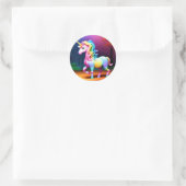 Sticker Rond Cheval de licorne blanche-37474 (Sac)
