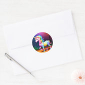 Sticker Rond Cheval de licorne blanche-37474 (Enveloppe)