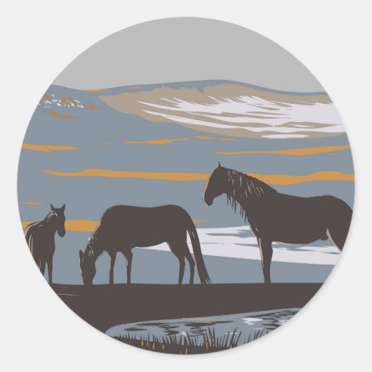 Sticker Rond Cheval de l'île de Sable (Devant)