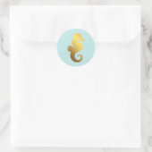 Sticker Rond Cheval de mer Mint et Faux Gold Foil (Sac)