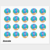 Sticker Rond Cheval de mer pourpre sous-marin (Feuille)