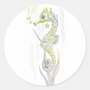 Sticker Rond Cheval de mer Succulent