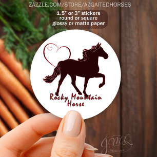 Sticker Rond Cheval de Montagne Rocheuse Silhouette Coeur éques