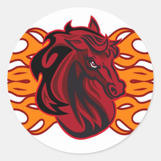Sticker Rond Cheval de moutarde rouge sauvage (Devant)