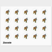 Sticker Rond Cheval de Patchwork (Feuille)