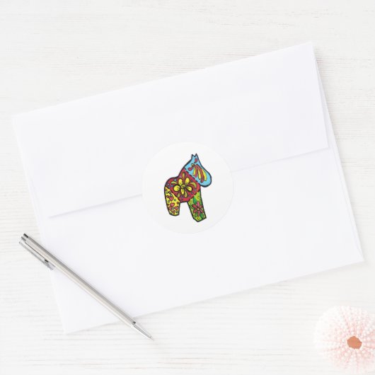 Sticker Rond Cheval de Patchwork (Enveloppe)