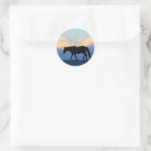 Sticker Rond Cheval de plage du coucher de soleil (Sac)