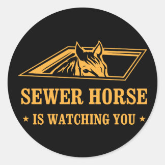 Sticker Rond Cheval d'égout2