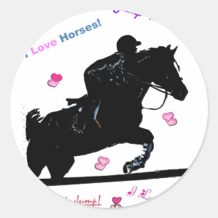 Sticker Rond Cheval Doodles