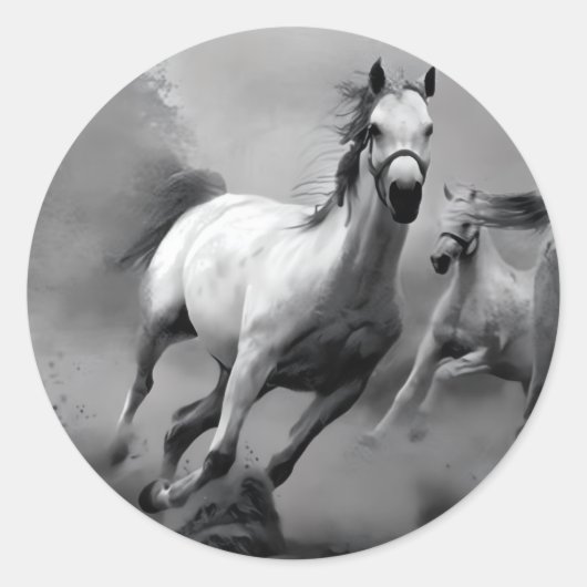 Sticker Rond Cheval en course (Devant)