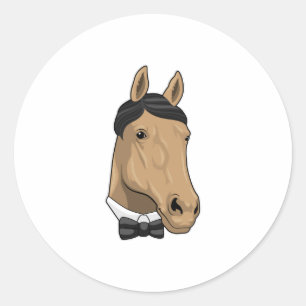 Sticker Rond Cheval en Gentleman avec cravate de Bow