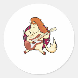 Sticker Rond Cheval en musique avec guitare