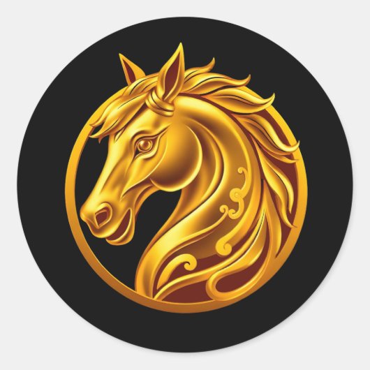 Sticker Rond Cheval en Or (Devant)