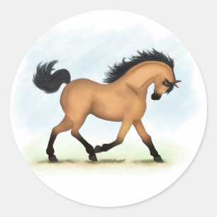 Sticker Rond Cheval équestre en peau de boule