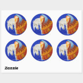 Sticker Rond Cheval et Ange (Feuille)