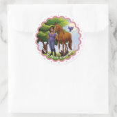 Sticker Rond Cheval et fille de châtaignes (Sac)