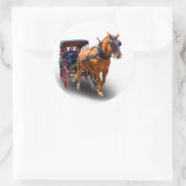STICKER ROND CHEVAL ET TRANSPORT (Sac)