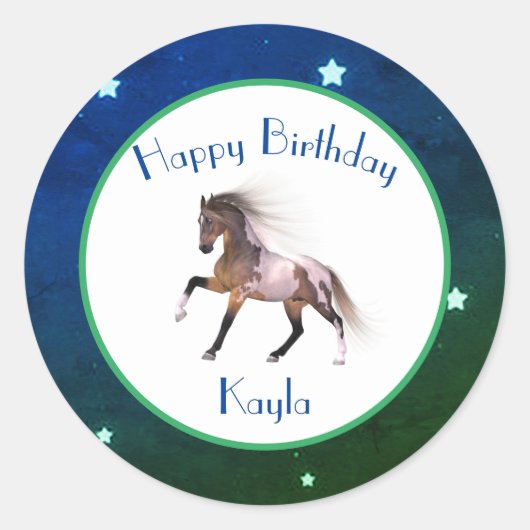 Sticker Rond Cheval fille (Devant)