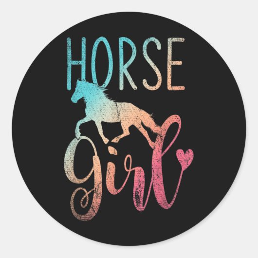 Sticker Rond Cheval Fille Equestre Filles Horseback (Devant)