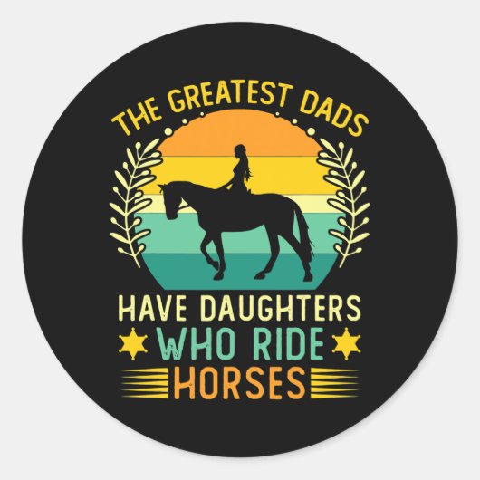 Sticker Rond Cheval Fille Fille Fête des pères Cheval Cheval (Devant)