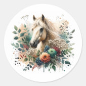 Sticker Rond Cheval Floral (Devant)