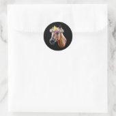 Sticker Rond Cheval Floral Équitation équitation Équestre ferme (Sac)