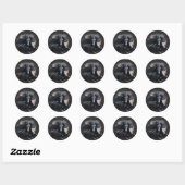 Sticker Rond Cheval frison noir (Feuille)