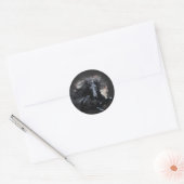 Sticker Rond Cheval frison noir (Enveloppe)