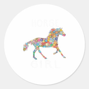Sticker Rond Cheval GirlHorse équitation entraînement Chevaux C