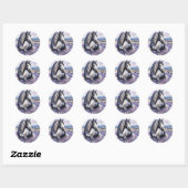 Sticker Rond Cheval gris joli debout en Lavender (Feuille)
