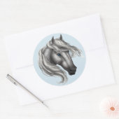 Sticker Rond Cheval gris pomme tête (Enveloppe)