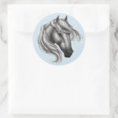 Sticker Rond Cheval gris pomme tête (Sac)