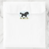 Sticker Rond Cheval noir avec étoile et jarret (Beauté noire) (Sac)