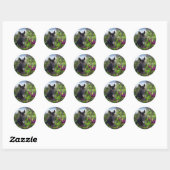 Sticker Rond Cheval noir en lilas (Feuille)