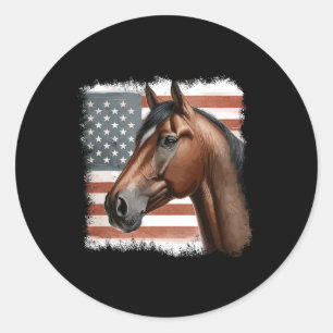 Sticker Rond Cheval Patriotique équitation2