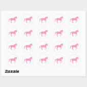 Sticker Rond Cheval Piaffe (rose) (Feuille)