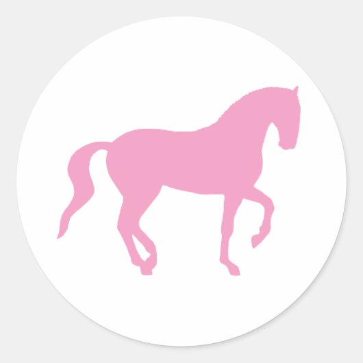 Sticker Rond Cheval Piaffe (rose) (Devant)