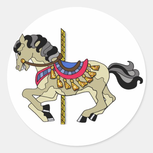 Sticker Rond Cheval Pinto Carousel (Devant)