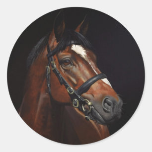 Sticker Rond Cheval Portrait Ephemera Découpage Art Vintage