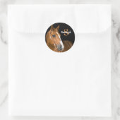 Sticker Rond Cheval Quarter Horse Brun Monogramme Nom Initiale (Sac)