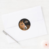 Sticker Rond Cheval Quarter Horse Brun Monogramme Nom Initiale (Enveloppe)