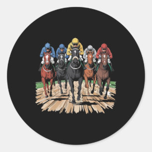 Sticker Rond Cheval Racer Jockey Racer Der