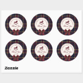 Sticker Rond Cheval Rocse Noël Bow Baby shower Merci (Feuille)