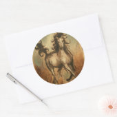 Sticker Rond Cheval sauvage et couleurs chaudes (Enveloppe)