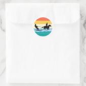 Sticker Rond Cheval Surf Wakeboard Eau Ski Rétro (Sac)