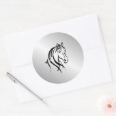 Sticker Rond Cheval tête sur argent (Enveloppe)