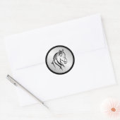 Sticker Rond Cheval tête sur argent (Enveloppe)