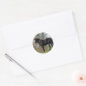 Sticker Rond Cheval Thoroughbred debout (Enveloppe)